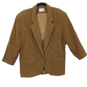 Vintage 80s Carissa Jeffrey Blazer Relaxed 1button Jacket -16 Wool Blend Mustard